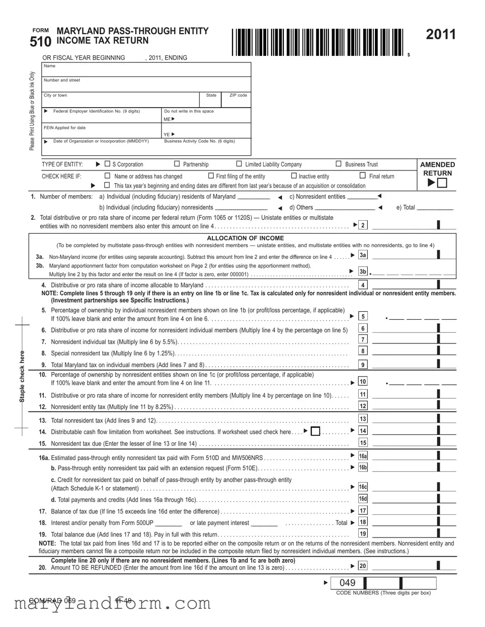 Maryland 510 Template in PDF