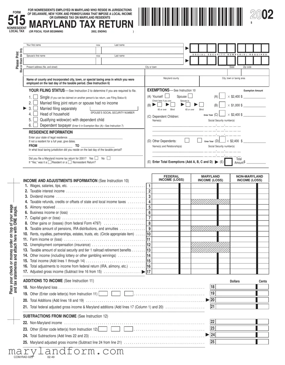 Maryland 515 Template in PDF