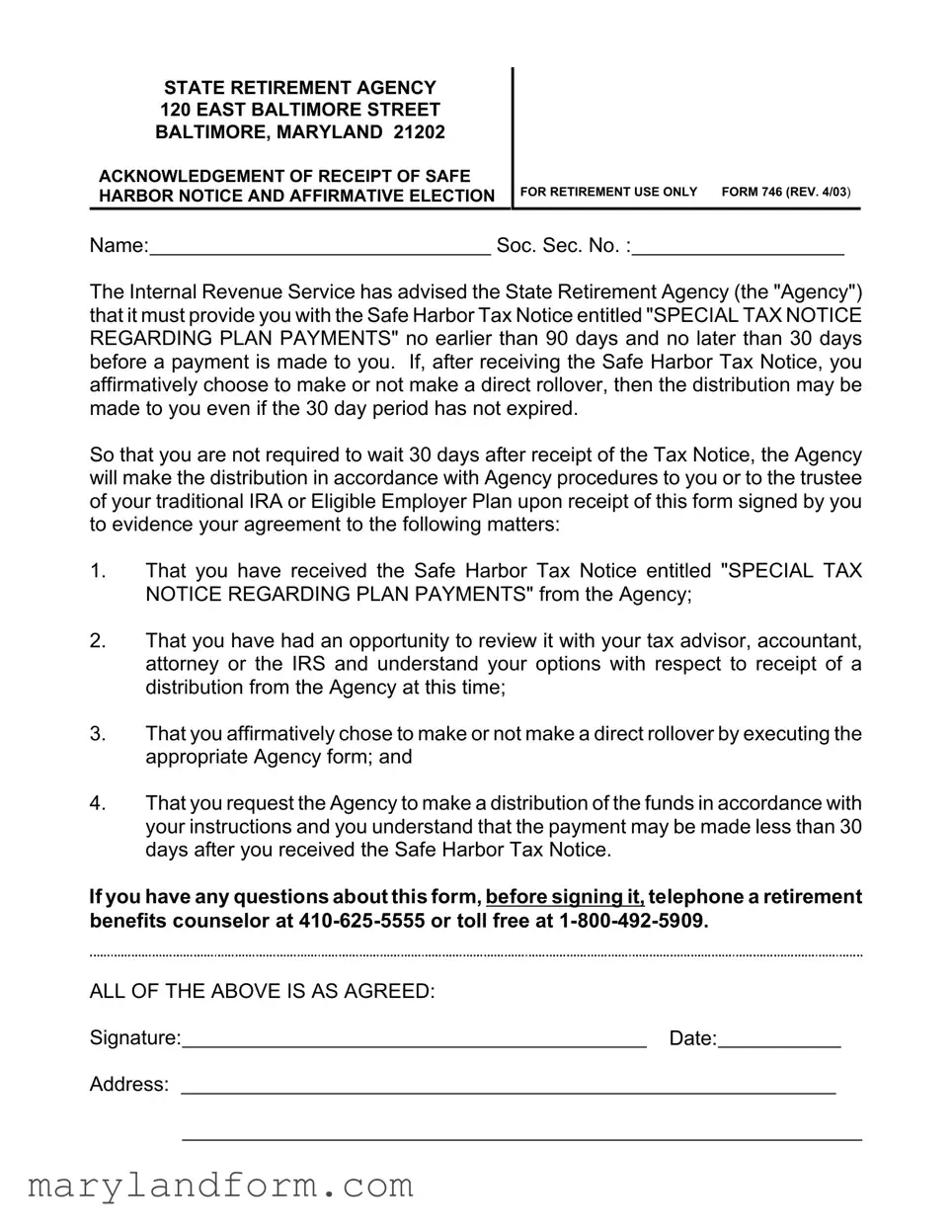 Maryland 746 Template in PDF