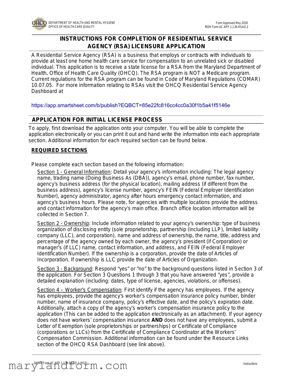 Maryland Rsa Template in PDF