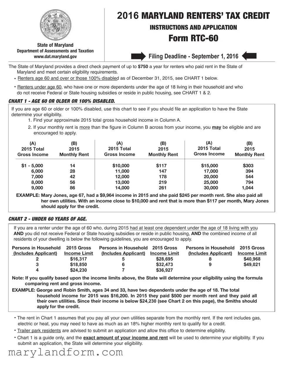 Maryland Rtc 60 Template in PDF