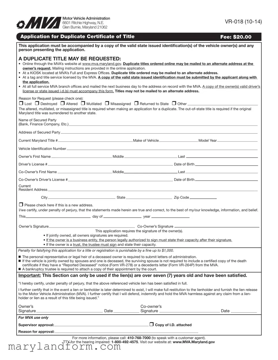 Maryland Vr 018 Template in PDF