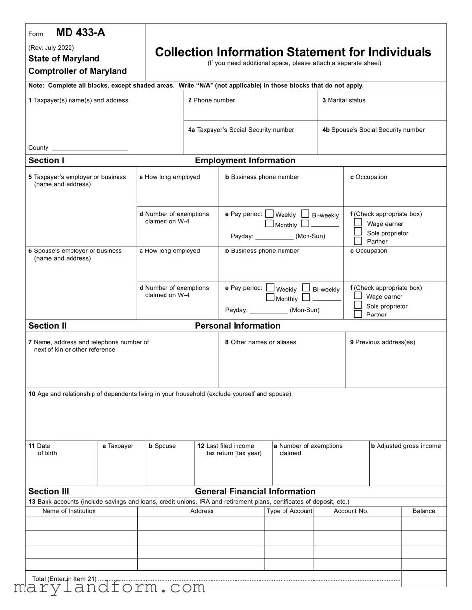 Md 433 A Template in PDF