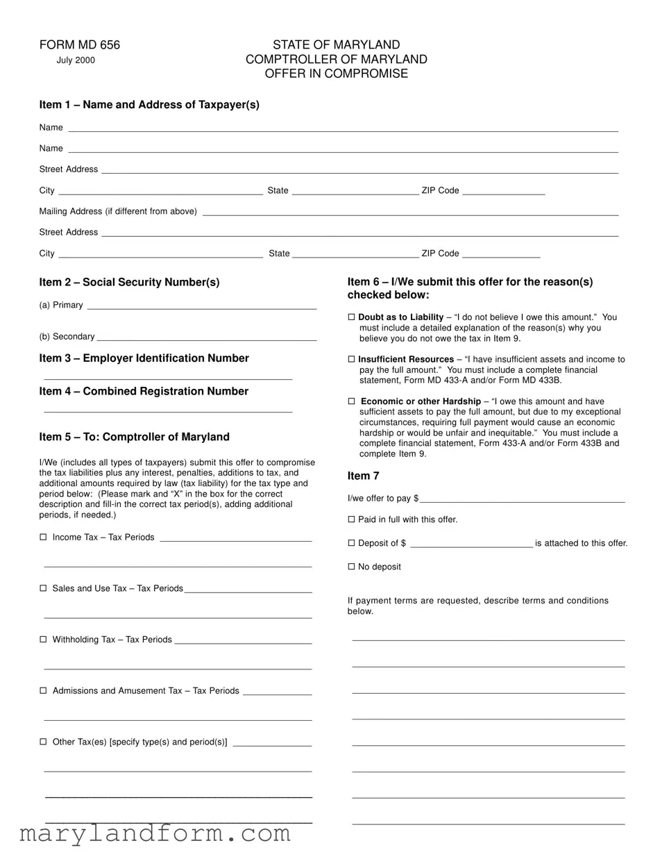 Md 656 Template in PDF