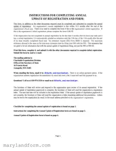 Annual Update Of Registration Maryland Template in PDF