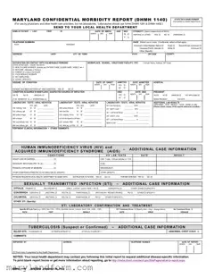 Maryland Confidential Morbidity Report Template in PDF