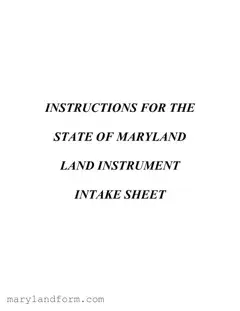 Maryland Intake Sheet Template in PDF