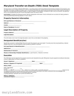 Official  Transfer-on-Death Deed Template for Maryland