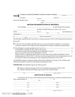 Maryland Modification Sentence Template in PDF