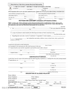 Maryland Petition For Contempt Template in PDF