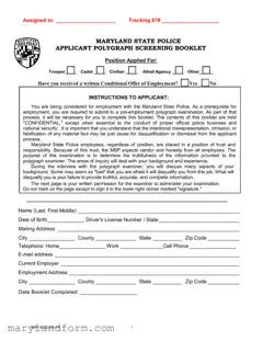 Maryland Polygraph Police Template in PDF