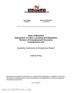 Maryland Quarterly Contribution Report Template in PDF