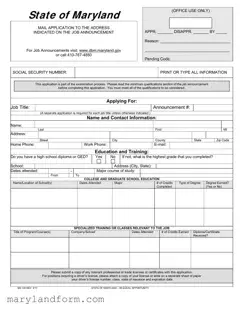 Maryland State 100 Application Template in PDF