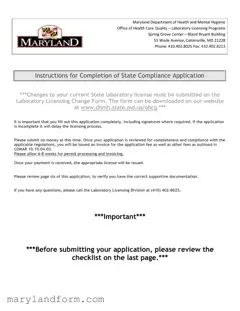 Maryland State Compliance Application Template in PDF