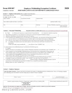 Maryland W4 Template in PDF