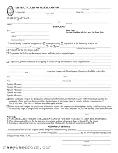 Md Subpoena Template in PDF